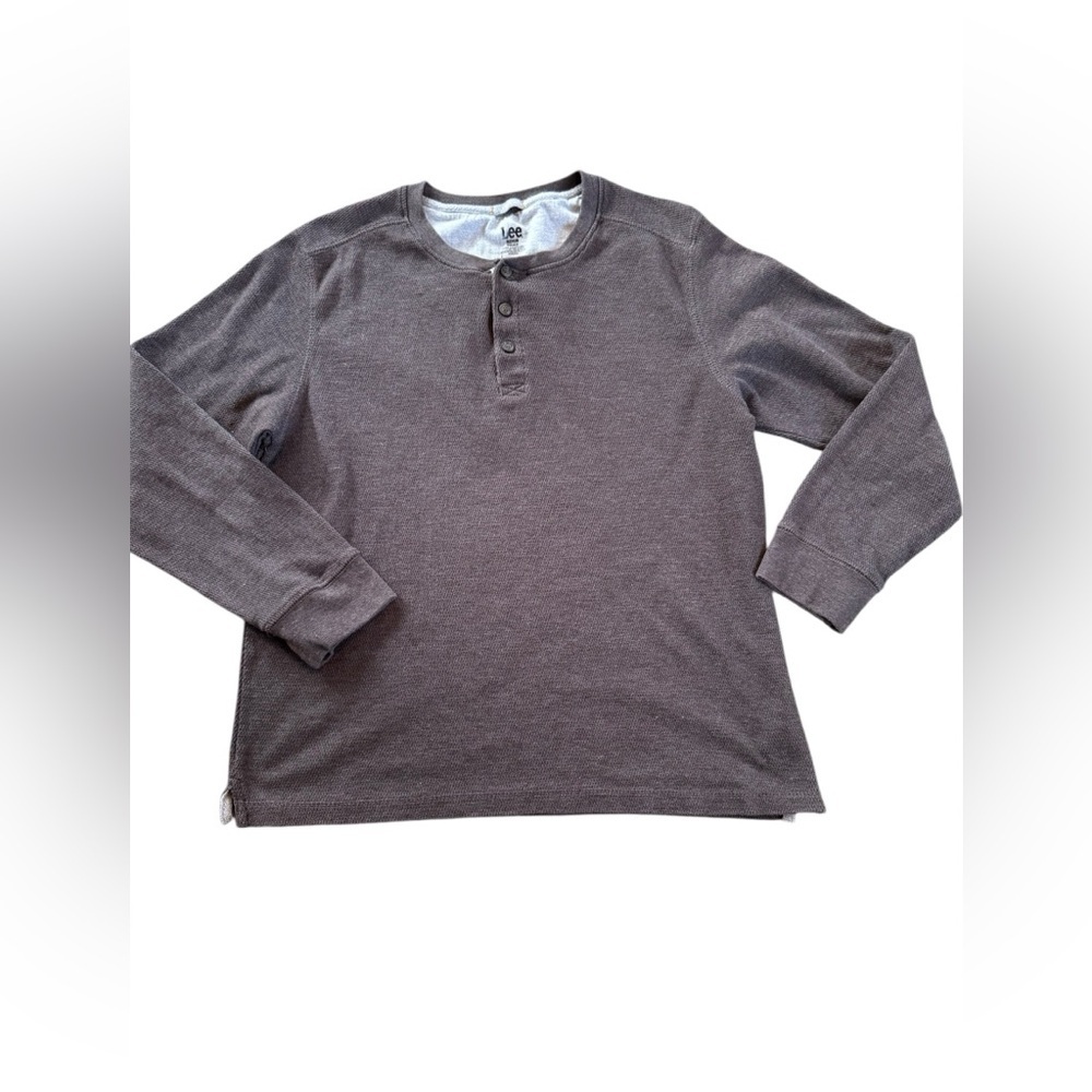 Men’s Lee Charcoal Henley Long Sleeve Shirt NWOT size Medium Regular Fit